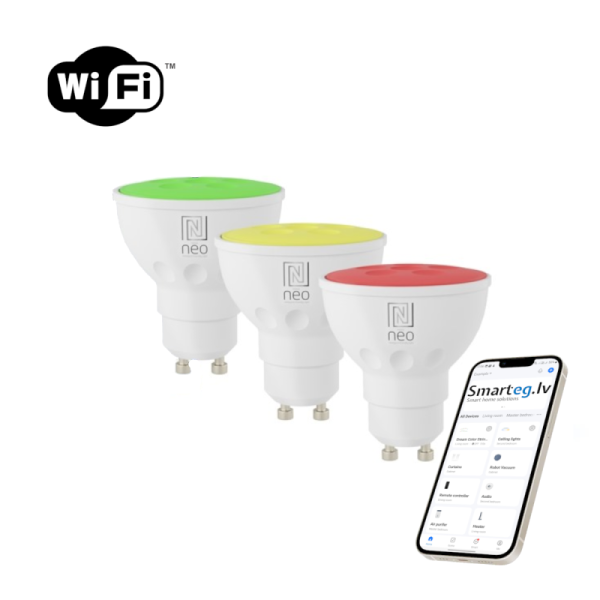 Viedā spuldze LED GU10 5.5W RGB + CCT krāsa un balta (3 iepakojumi)