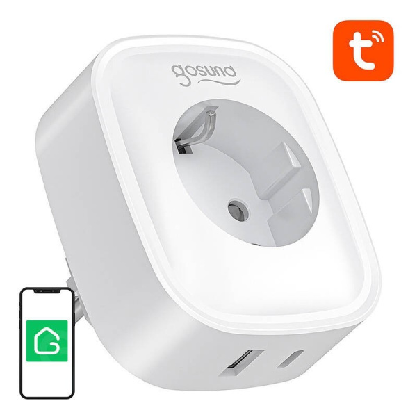 Gosund SP6 16A USB-C 20W Tuya viedā WiFi/Bluetooth ligzda