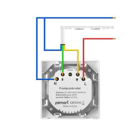 Melna stikla slēdzis rullītim Zigbee