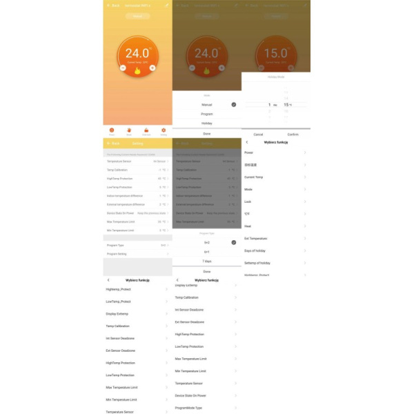 Ielādējams termostats 16A balts TR068 WiFi TUYA