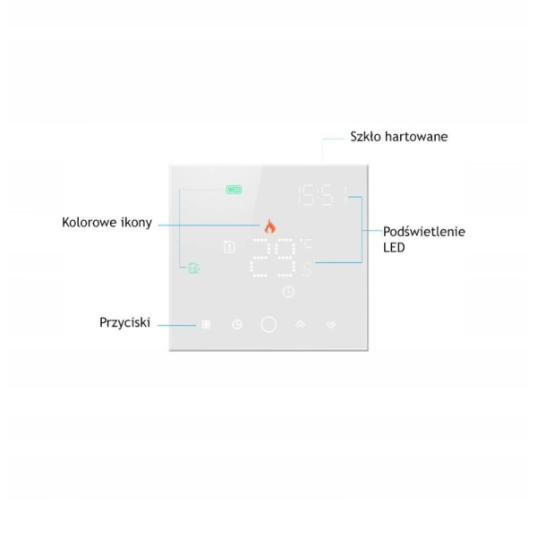 WiFi thermostat for the stove, white PS TUYA series