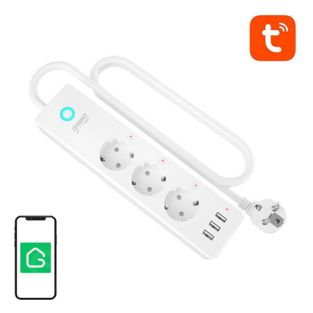 Gosund P1 PLUS viedā WiFi strāvas sloksne (4x AC schuko, 3x USB-A) Tuya