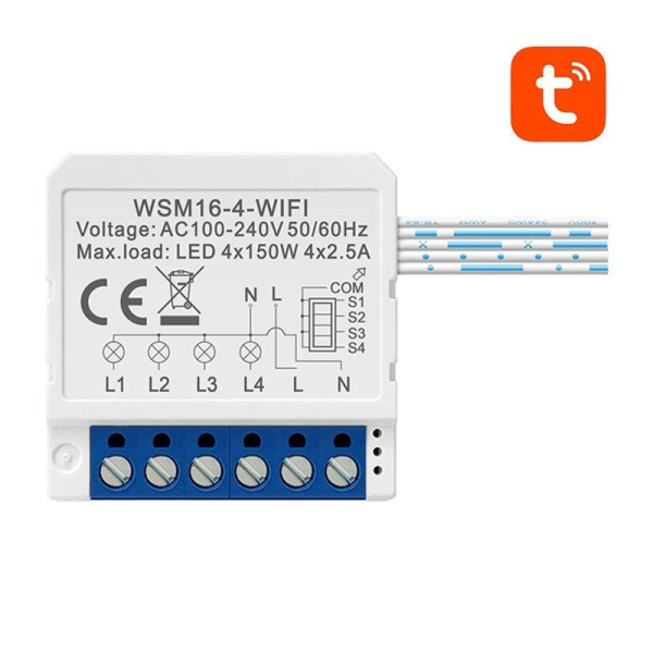 Smart Switch modulis WiFi WSM16-W4 TUYA Avatto