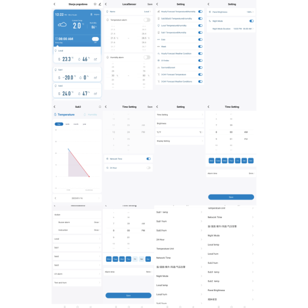 Laika stacijas ar 3 bezvadu TUYA WiFi sensoriem