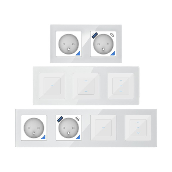 Quadruple white GLASS frame from the RM series