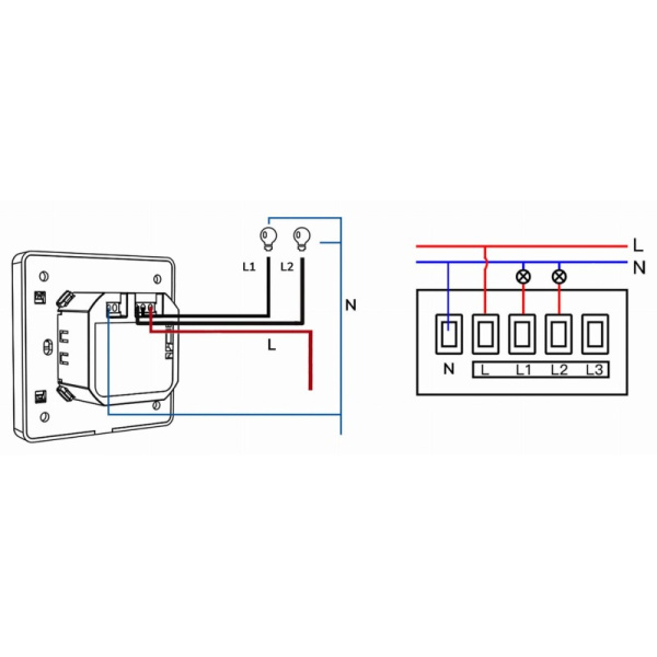 2-х контурный белый выключатель KT WiFi серии TUYA