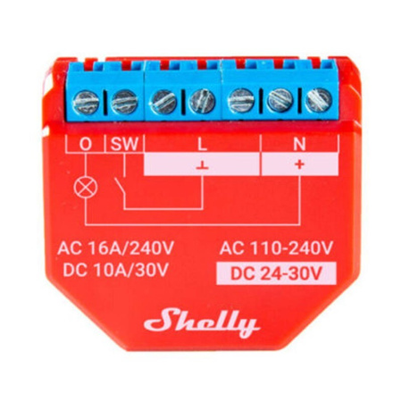 Wi-Fi Smart Relay Plus 1PM, 1 kanāls 16A, ar jaudas mērīšanu Shelly
