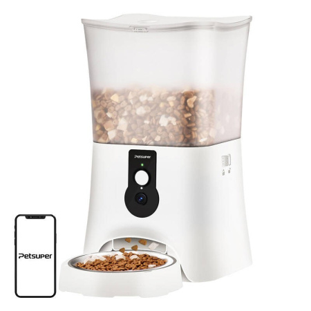 Viedais pārtikas dozators ar kameru Petsuper PF01-2 WiFi 5L (balts)