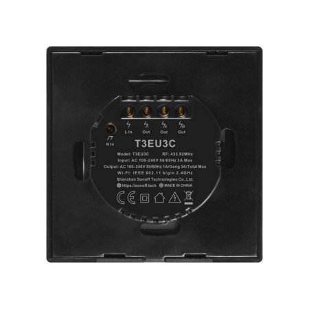 Smart Switch WiFi + RF 433 Sonoff T3 EU TX (3 kanāli)