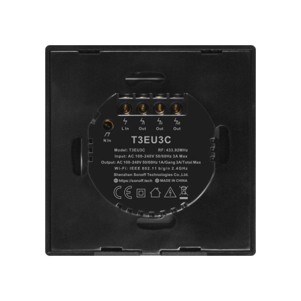 Smart Switch WiFi + RF 433 Sonoff T3 EU TX (3 kanāli)