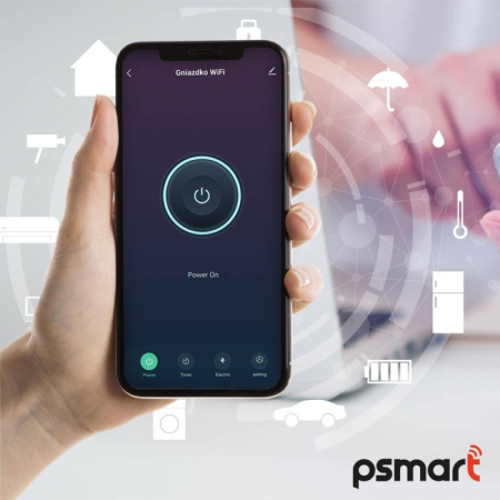 PSMART USB mērīšanas ligzda melna RM WiFi TUYA