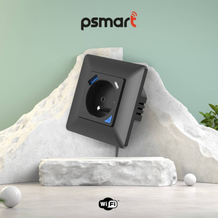 PSMART USB mērīšanas ligzda melna RM WiFi TUYA