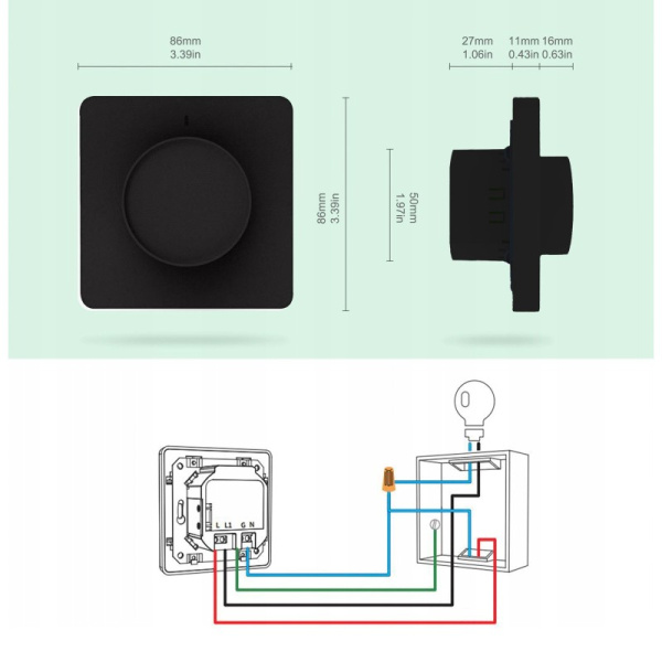 Регулятор света Ручка WiFI Черный KT TUYA